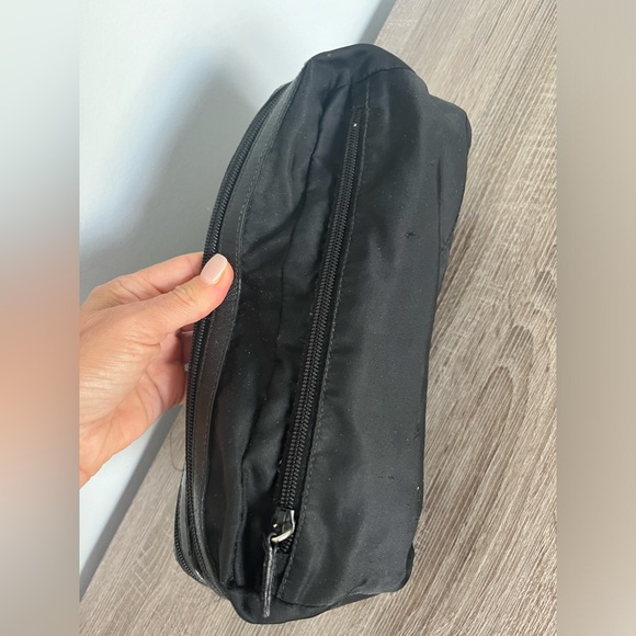 PRADA Re Nylon Saffiano leather travel pouch dopp kitt makeup bag black zip up - Picture 7 of 10